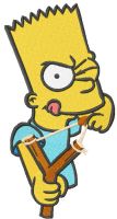 Bart Simpson with catapult embroidery design