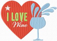 I love Wine embroidery design
