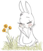 Easter bunny girl embroidery design