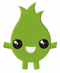 Green flame monster embroidery design
