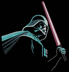 Darth Vader with a light sword embroidery design