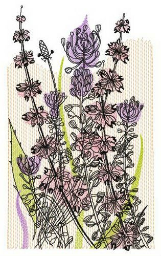 Fragrant field herbs machine embroidery design