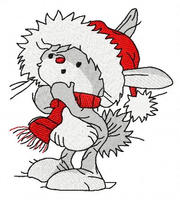 Christmas bunny 2 machine embroidery design