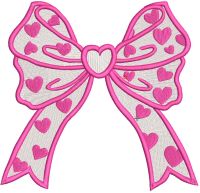 Bow with small hearts embroidery design
