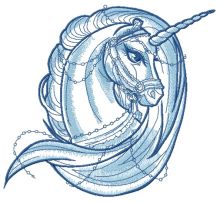 Moonlight unicorn sketch embroidery design
