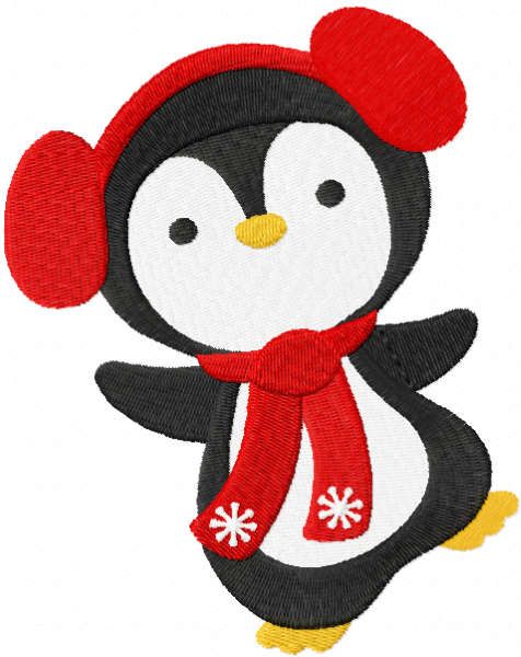 Funny christmas penguin embroidery design