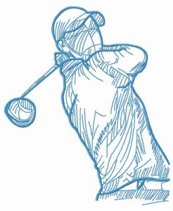 Golfer with club embroidery design