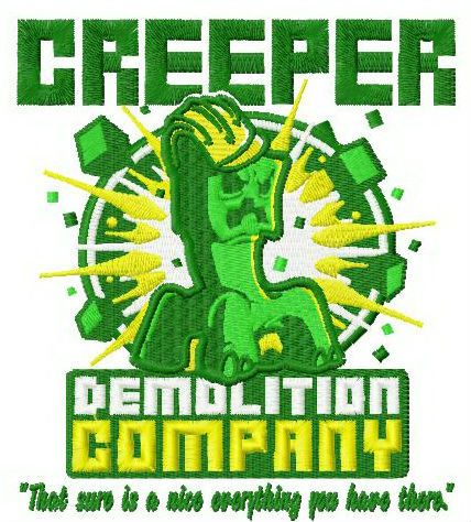 Creeper demolition company machine embroidery design