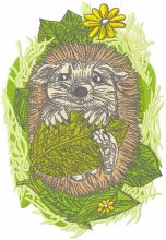 Hedgehog resting embroidery design