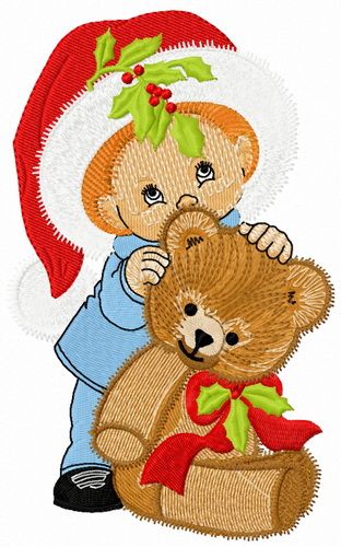 Teddy bear Christmas gift machine embroidery design