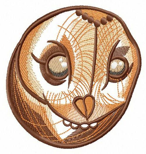 Owl's head machine embroidery design