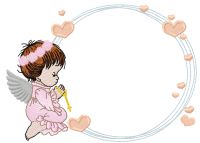 Angel frame with hearts embroidery design