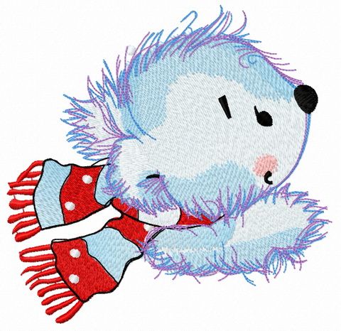 Adorable polar bear machine embroidery design