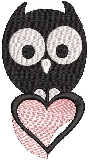 little owl holding heart free embroidery design