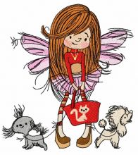 Shopping fairy embroidery design