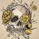 Embroidered skull overgrown with yellow flowers