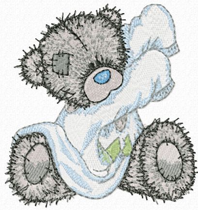 Teddy Bear ready to bed machine embroidery design