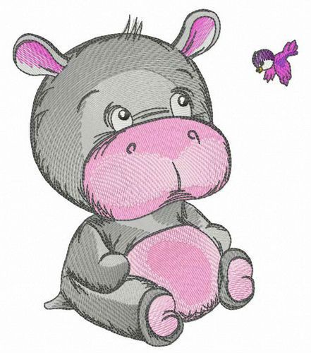 Kind baby hippo machine embroidery design