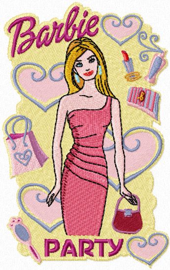 Barbie machine embroidery design fashion style