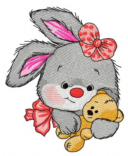 Cute bunny girl 2 machine embroidery design