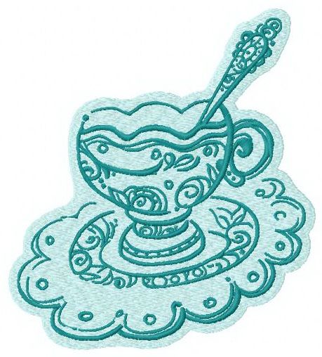 Elegant cup of tea 2 machine embroidery design      