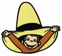 Curious George with hat embroidery design