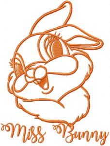 Miss Bunny one colored embroidery design