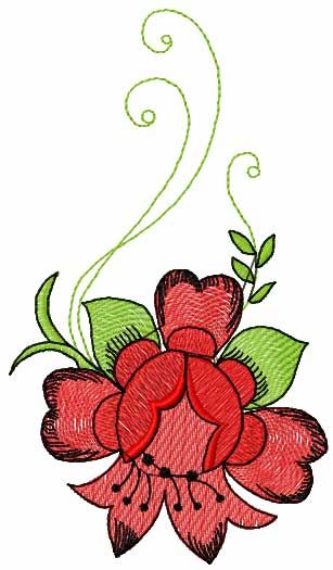 Flower with swirl free machine embroidery design
