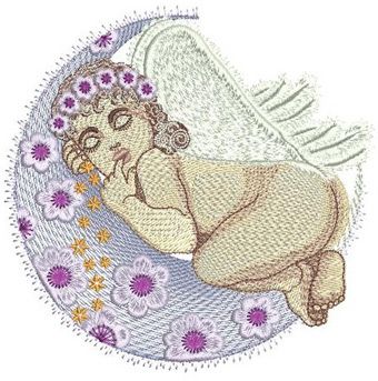 Sleeping angel machine embroidery design