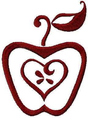 Apple free machine embroidery design