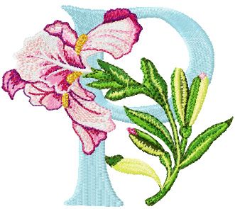 Iris Letter P machine embroidery design