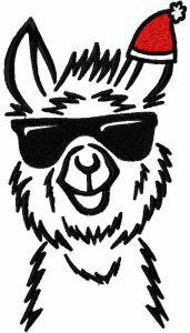 Christmas llama with Santa hat embroidery design