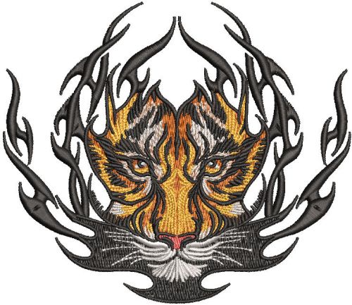 Tiger badge machine embroidery design