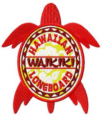 Waikiki turtle badge machine embroidery design