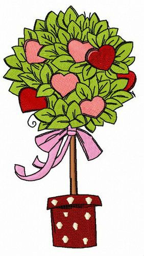Valentine tree machine embroidery design
