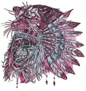 Native American warrior embroidery design