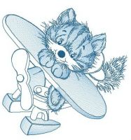 Brave kitten embroidery design