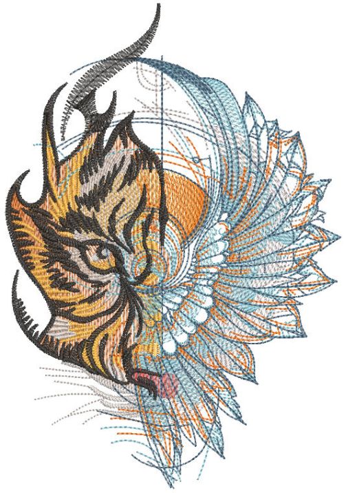 Tiger wings embroidery design