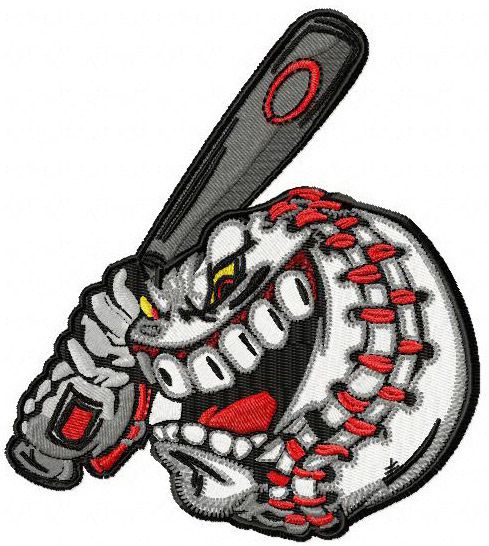 Angry baseball ball machine embroidery design