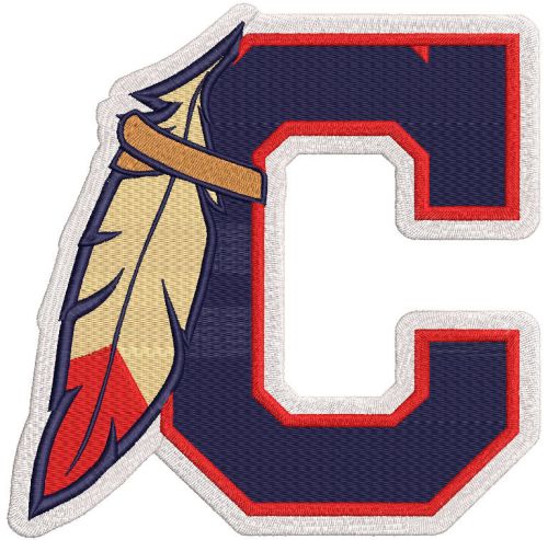 Cleveland Indians C type logo with feather embroidery design