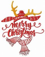 Horned Merry Christmas embroidery design