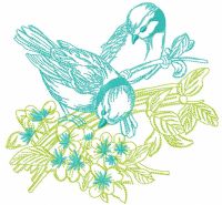 Diseño de bordado gratis de pájaros de primavera.