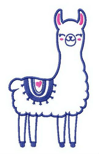 Cute llama machine embroidery design