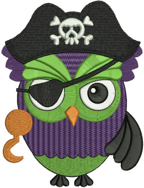 Owl Pirate costume embroidery design