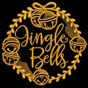 Gold jingle bells embroidery design