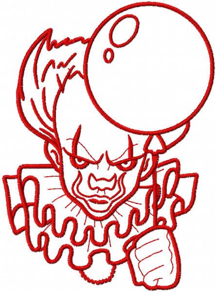 Red Joker with balloon embroidery design