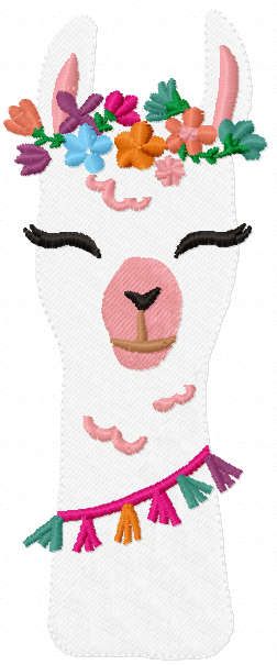 Llama with flowers free embroidery design