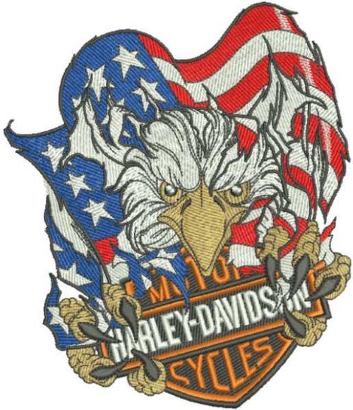 Harley Davidson Eagle logo embroidery design 2