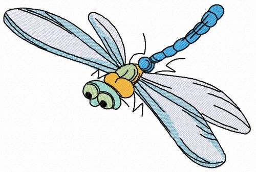 Funny dragonfly machine embroidery design
