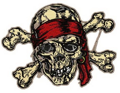 Pirate's skull machine embroidery design